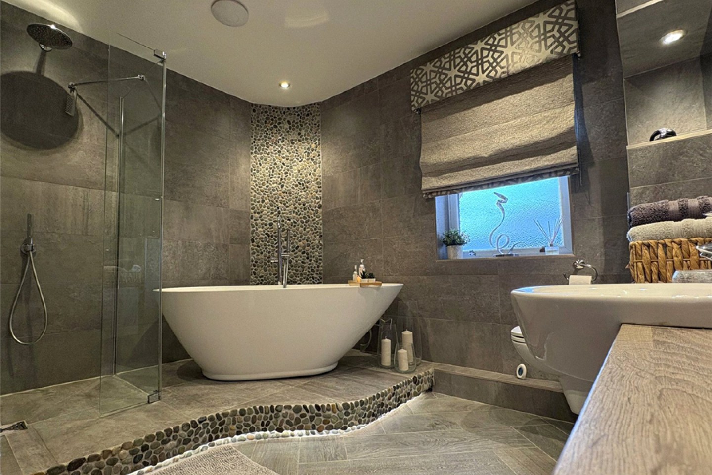 Master bathroom with free-standing bath